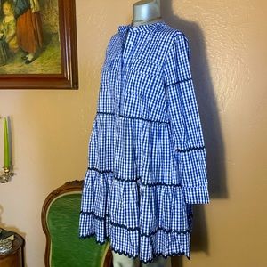 THE SHIRT Rochelle Behrens Tiered Gingham Mini Dress.  Sz S